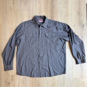 Wrangler Men XL Chambray Flex Comfort Cotton Stretch Charcoal Gray Western Shirt